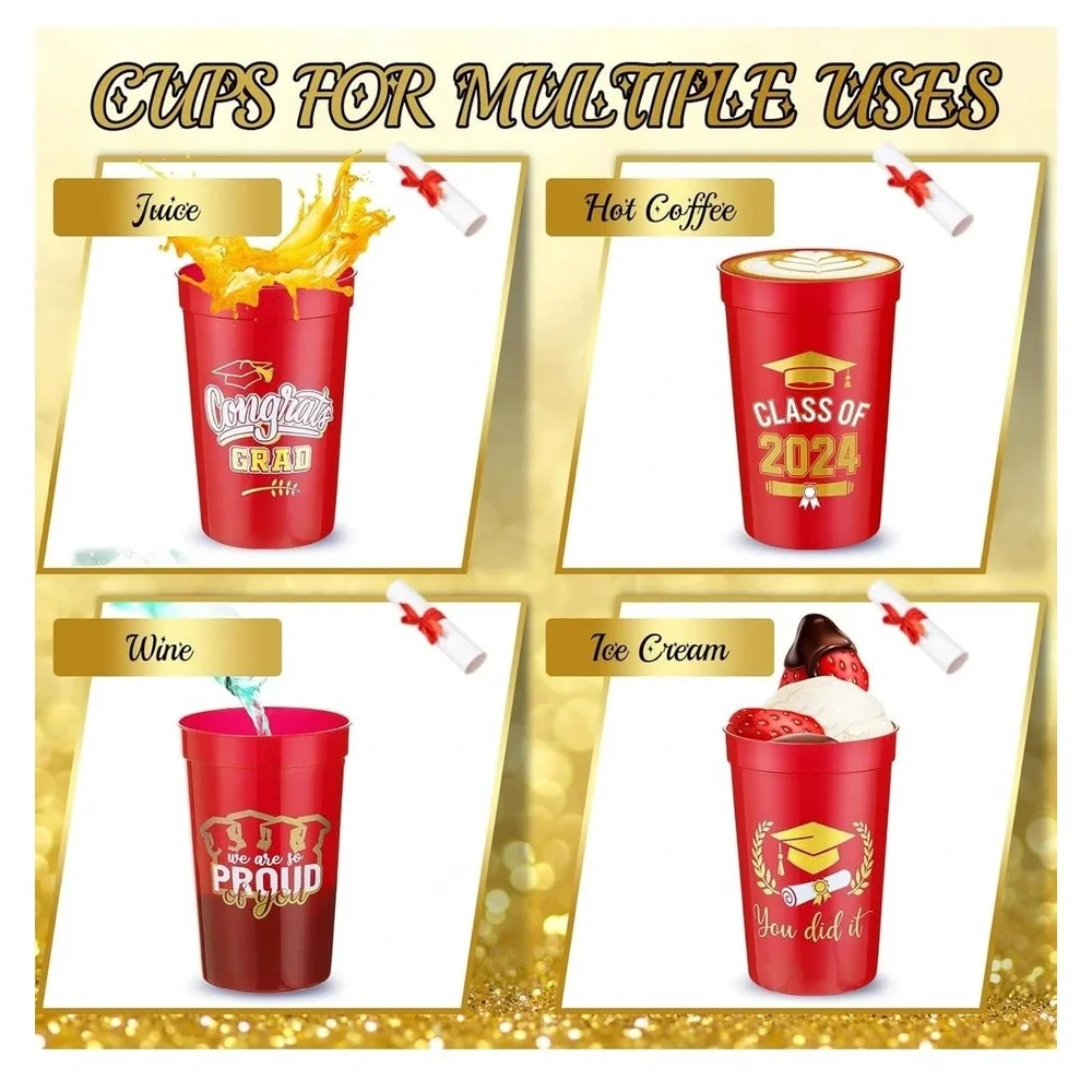 60 Pcs 16 oz Graduation Cups 2024 Graduation